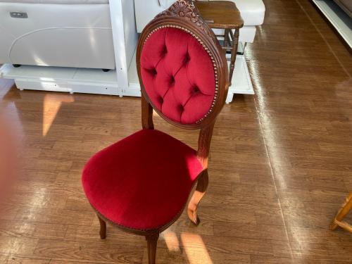 ダイニングチェアー ロココ・アンティーク調 猫脚 ブラウン×レッド