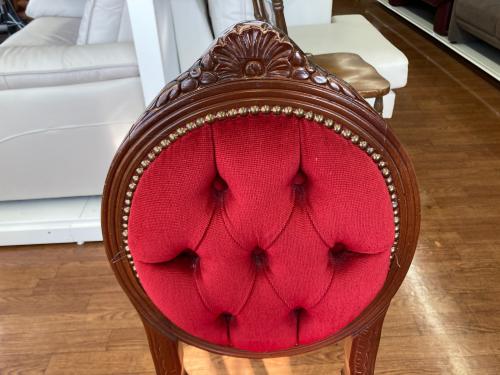 ダイニングチェアー ロココ・アンティーク調 猫脚 ブラウン×レッド