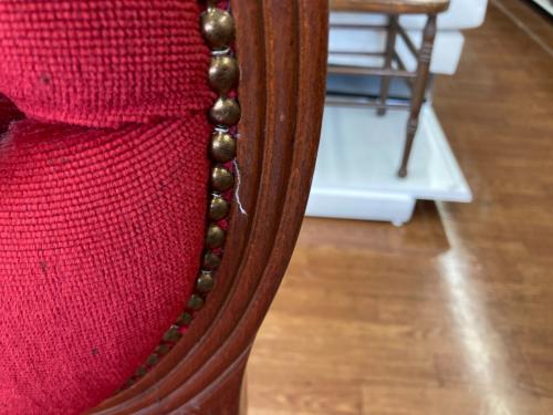 ダイニングチェアー ロココ・アンティーク調 猫脚 ブラウン×レッド