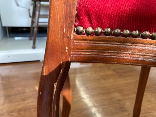 ダイニングチェアー ロココ・アンティーク調 猫脚 ブラウン×レッド