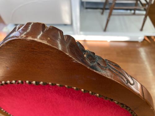 ダイニングチェアー ロココ・アンティーク調 猫脚 ブラウン×レッド