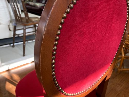 ダイニングチェアー ロココ・アンティーク調 猫脚 ブラウン×レッド