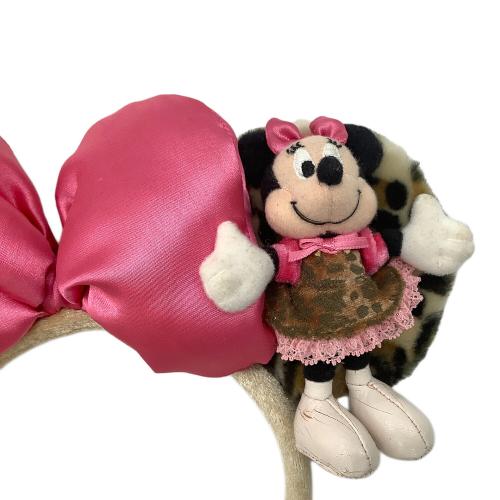 Disney RESORT (ディズニーリゾート) カチューシャ ミニー キャラクターグッズ ヒョウ柄 ブラウン×ピンク
