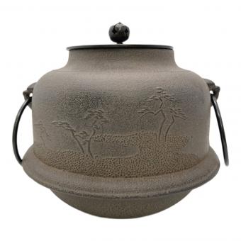 茶釜 佐藤 清光 作　金属工芸　　真形浜松地紋　尻張釜　羽付釜