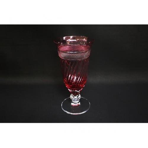 薩摩切子 金赤 三筋文台付杯