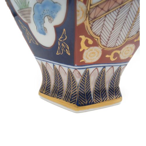 秀峰 蓋付飾壺 染錦 八角 沈香壺 秀峰作