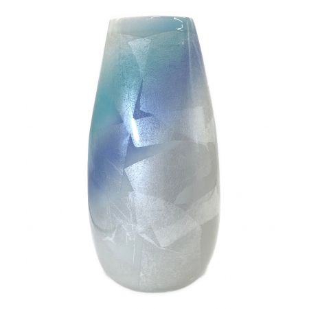 九谷焼 (クタニヤキ) 花瓶 宗秀 花瓶台付 ブルー×ホワイト