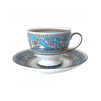 Wedgwood (ウェッジウッド) カップ&ソーサー 廃盤品 フロレンティーン・ターコイズ