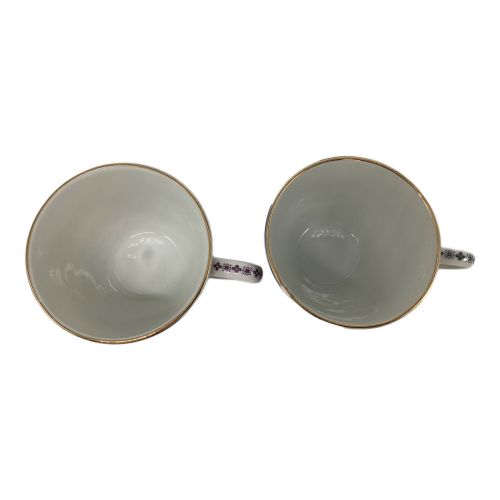 九谷焼 (クタニヤキ) ティーカップ&ソーサー 色違い 吉右衛門窯 2Pセット