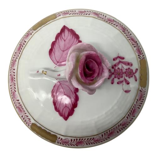 Herend (ヘレンド) シュガーポット フタ薔薇補修有 インドの華
