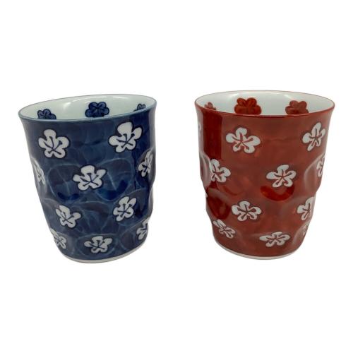 源右衛門窯 (ゲンエモンガマ) 湯呑みセット 赤絵梅紋