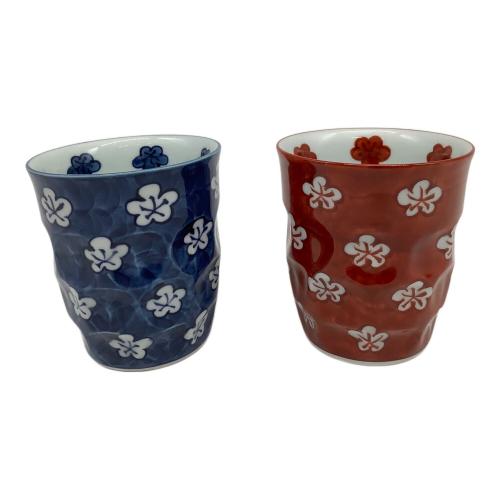 源右衛門窯 (ゲンエモンガマ) 湯呑みセット 赤絵梅紋