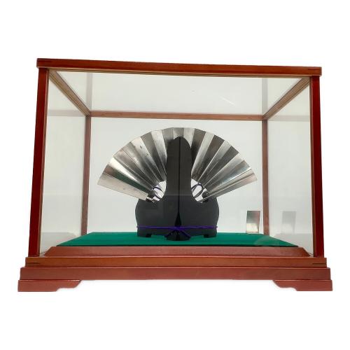 末廣 秀雄作 (スエヒロ ヒデオ) 純銀仕立 扇子 松竹梅 7寸 ※変色有・企業名有