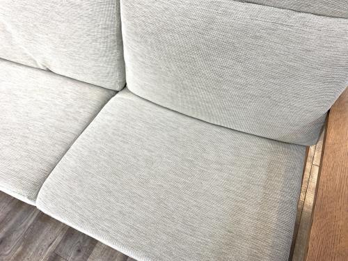 柏木工 (カシワモッコウ) 2人掛けソファー ライトグレー×ブラウン 25 ヘッドレスト付 ファブリック ELES