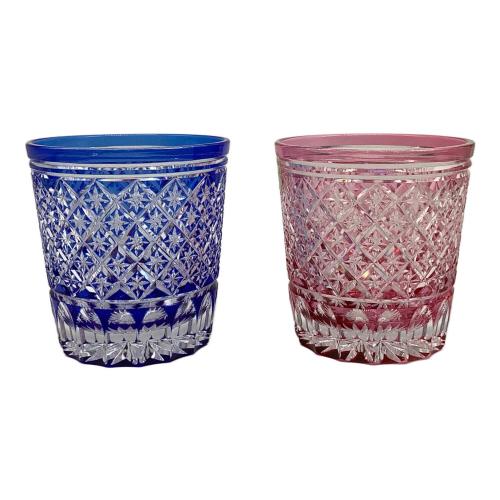 ガラス工房 切子 M-266-2 矢来星重文様 オールド 彩