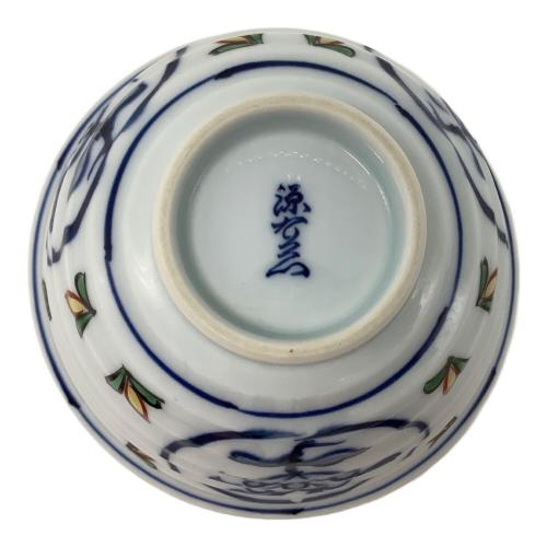 源右衛門窯 (ゲンエモンガマ) 小鉢 染錦牡丹丸紋