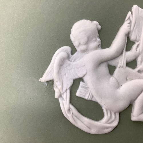 Wedgwood (ウェッジウッド) プレート セージグリーン 天使 Φ23cm ジャスパー