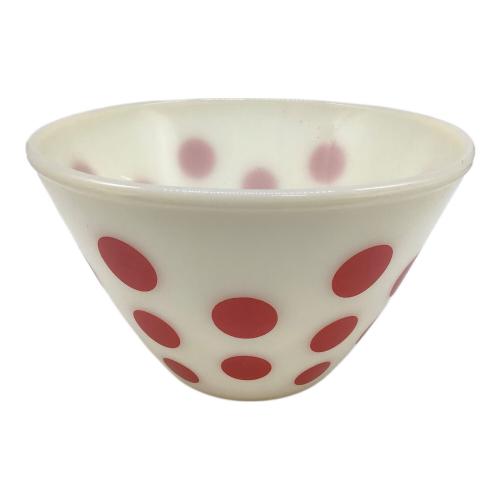 Fire King (ファイヤーキング) ボウル レッド×ホワイト/ドット スプラッシュプルーフ