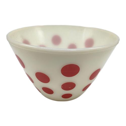 Fire King (ファイヤーキング) ボウル レッド×ホワイト/ドット スプラッシュプルーフ