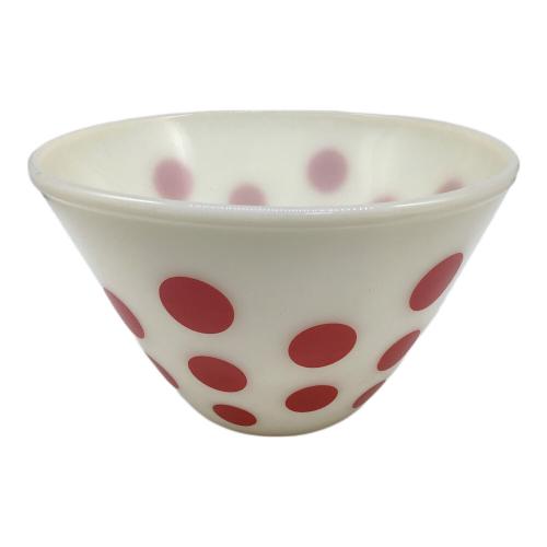 Fire King (ファイヤーキング) ボウル レッド×ホワイト/ドット スプラッシュプルーフ