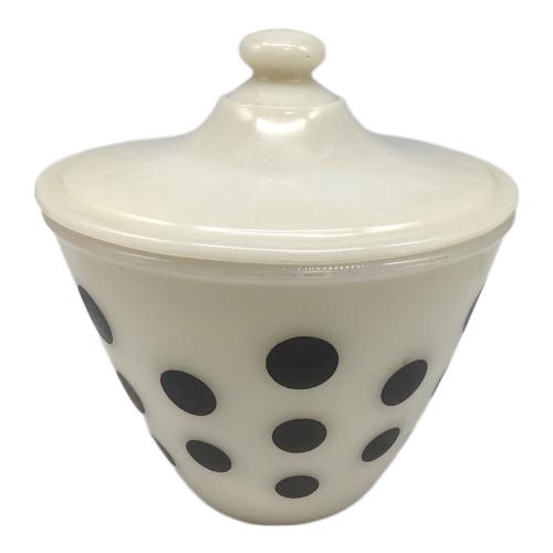 Fire King (ファイヤーキング) ボウル ブラック×ホワイト/ドット ドットグリースジャー