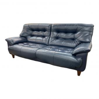 半革 3人掛けソファー ネイビー