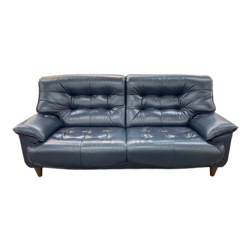 半革 3人掛けソファー ネイビー