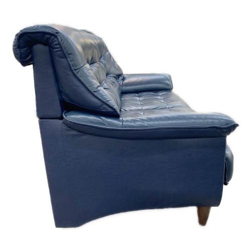 半革 3人掛けソファー ネイビー