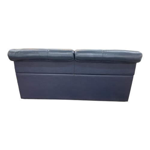 半革 3人掛けソファー ネイビー