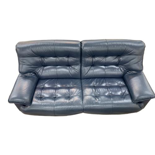 半革 3人掛けソファー ネイビー