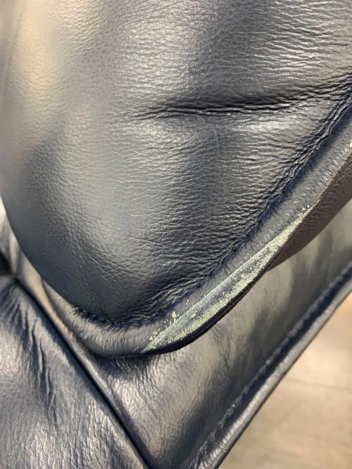 半革 3人掛けソファー ネイビー