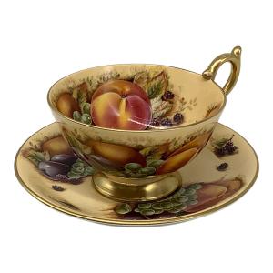 Aynsley (エインズレイ) カップ&ソーサー 金縁 オーチャードゴールド フルーツ