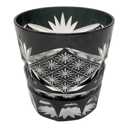 江戸切子 (エドキリコ) 切子 太武朗 花菱紋 フリーカップ 黒