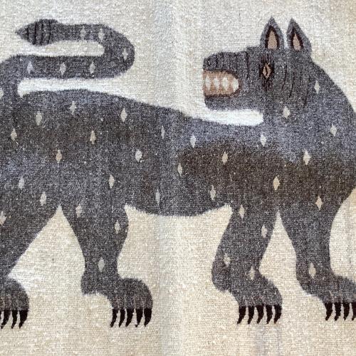 無印良品 (ムジルシリョウヒン) サポテックラグ パンサー メキシコ製 アイボリー×グレージュ 80×150cm