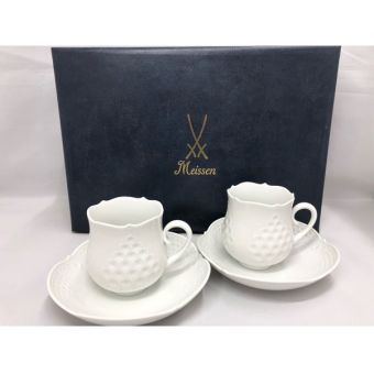 Meissen (マイセン) コーヒーカップ&ソーサー ホワイトレリーフ ペア