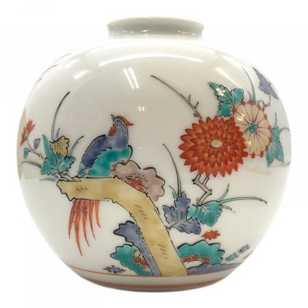 十四代柿右衛門 (ジュウヨンダイカキエモン) 花瓶 錦菊鳥文 一輪生