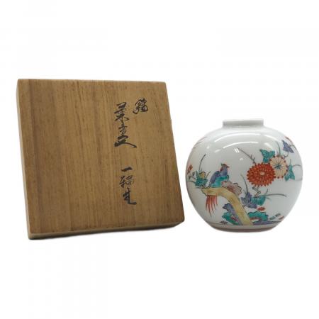十四代柿右衛門 (ジュウヨンダイカキエモン) 花瓶 錦菊鳥文 一輪生