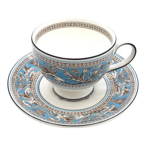 Wedgwood (ウェッジウッド) カップ&ソーサー 黒壺刻印 フロレンティーン・ターコイズ
