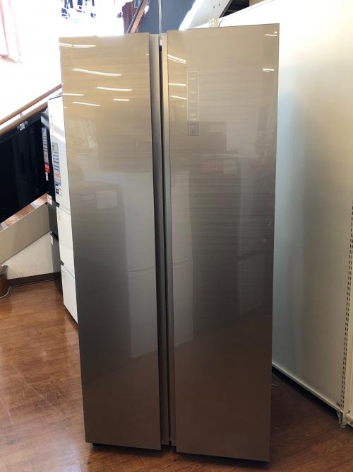 AQUA (アクア) 2ドア冷蔵庫 大容量アメリカンモデル AQR-SBS45J 2021年製 449L 183L 製氷皿タイプ クリーニング済