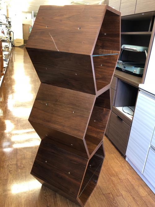 小島工芸　木製ラック ダークブラウン ガラス扉 3段 小島工芸 木製ラック ダークブラウン ガラス扉 3段 木製ラック ダーク