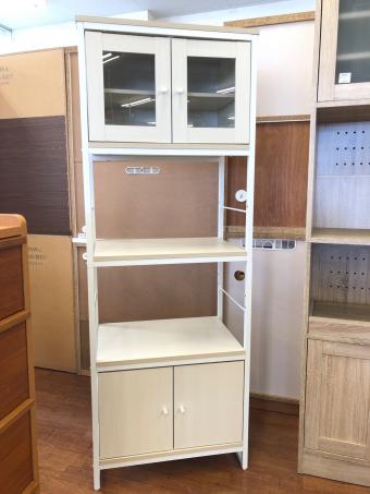 ニトリ レンジラック ナチュラル×ホワイト 263 4枚扉 ファル36