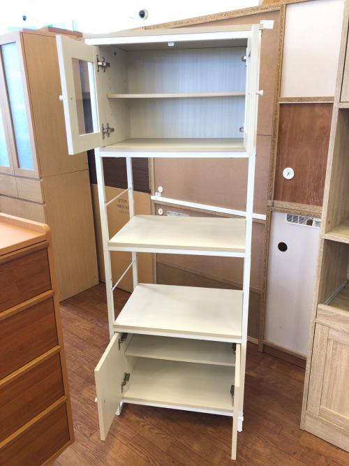 ニトリ レンジラック ナチュラル×ホワイト 263 4枚扉 ファル36