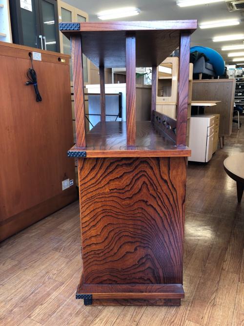 岩屋堂箪笥 茶箪笥 ブラウン 145 2枚扉 引き出し3杯