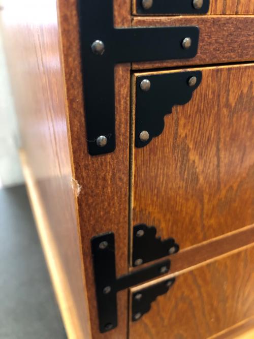 整理箪笥 ブラウン×ブラック 裏引き出し有 5段