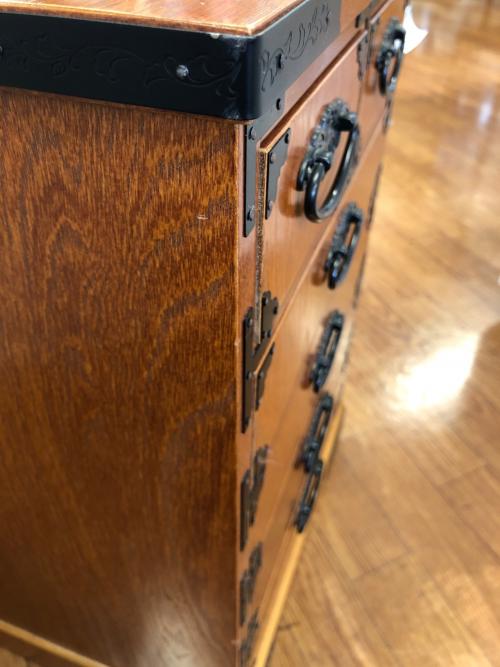 整理箪笥 ブラウン×ブラック 裏引き出し有 5段