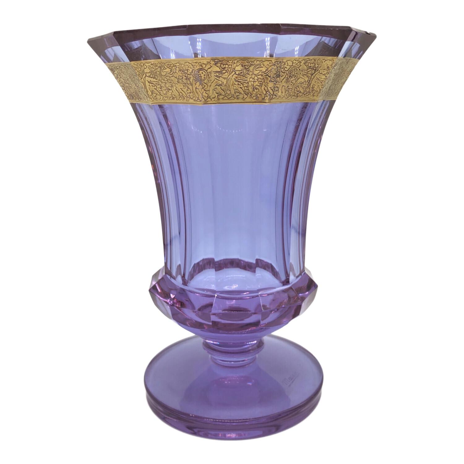 Moser (モーゼル) 花瓶 フラワベース 金彩人模様 パープル