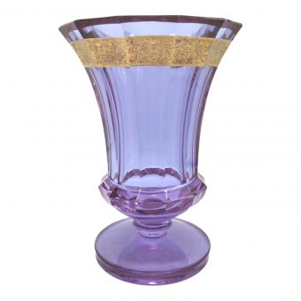 Moser (モーゼル) 花瓶　フラワベース　金彩人模様　パープル