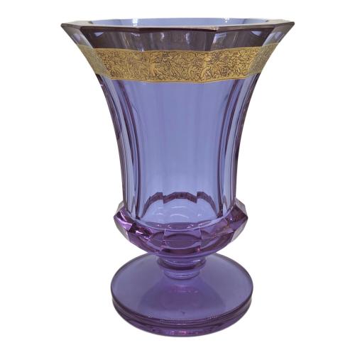 Moser (モーゼル) 花瓶　フラワベース　金彩人模様　パープル