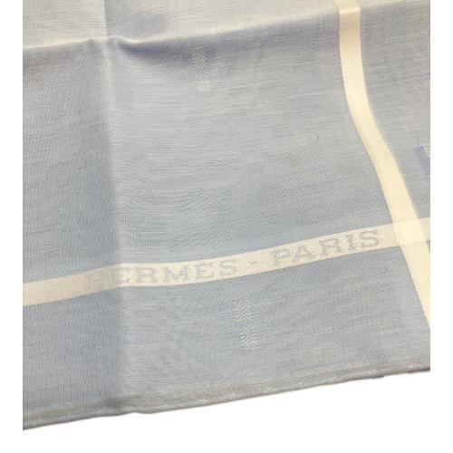 HERMES (エルメス) ハンカチーフ ジャガード Hリフーレ ブルー・シエル