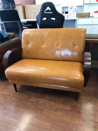 B-COMPANY (ビーカンパニー) 2人掛けソファー ライトブラウン×ブラウン 合皮 クールベ